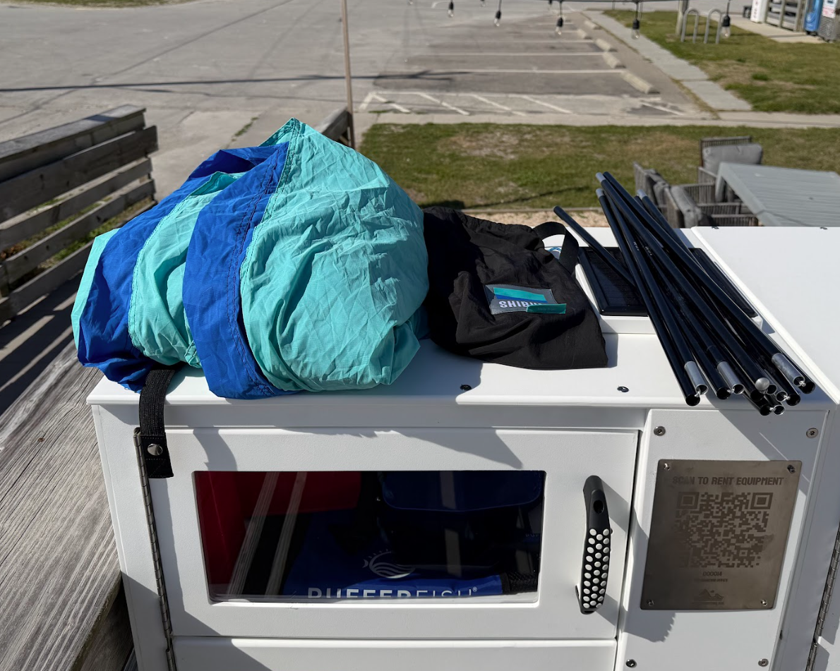 Beach shade and gear display