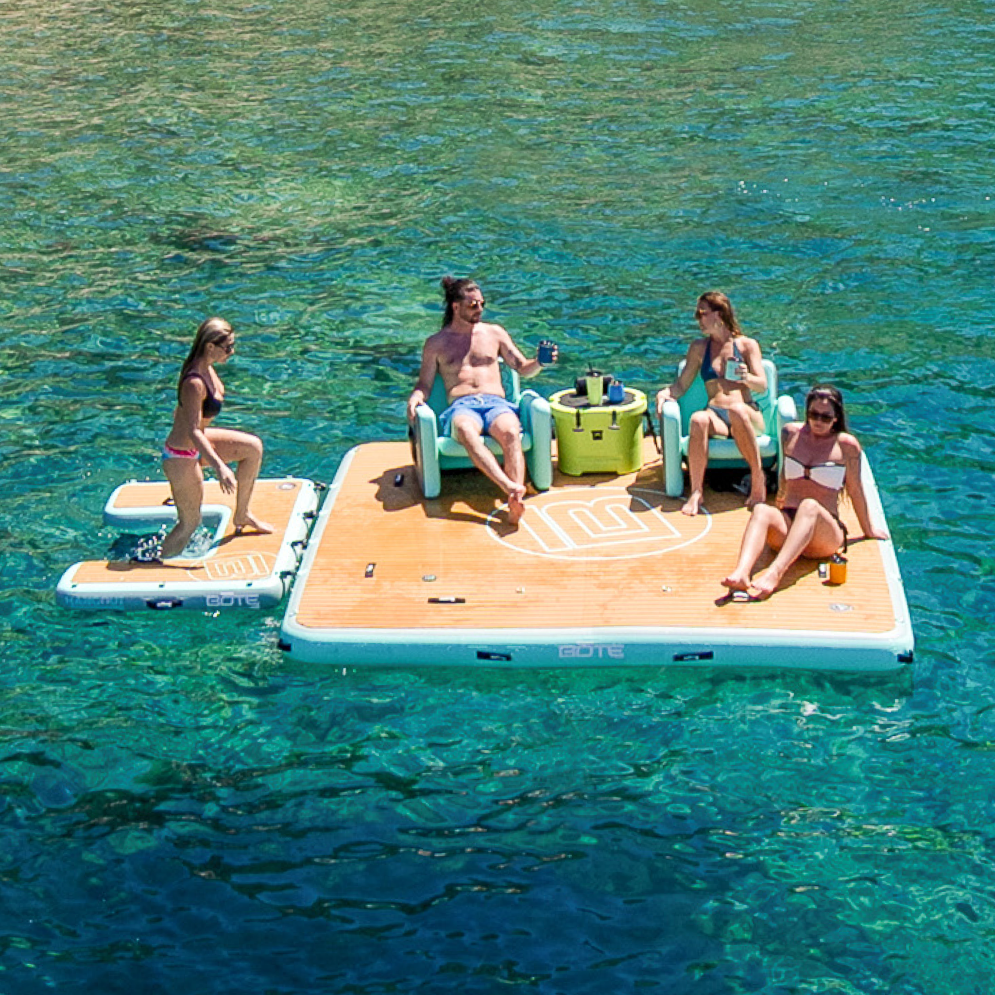 Floating dock with people