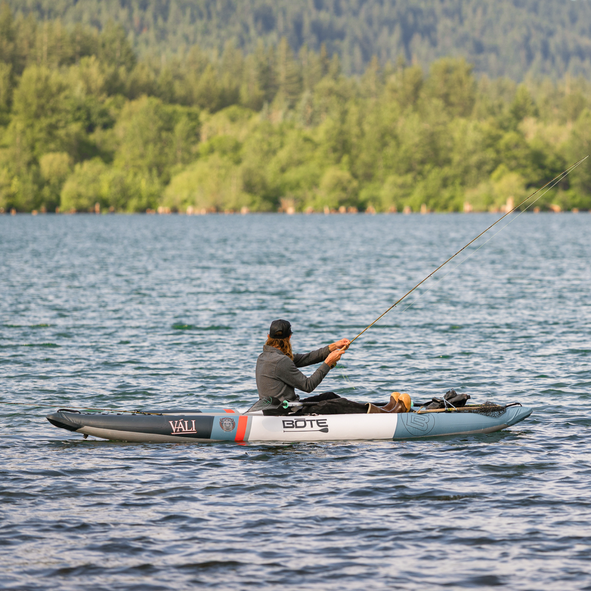 Inflatable kayak on the water