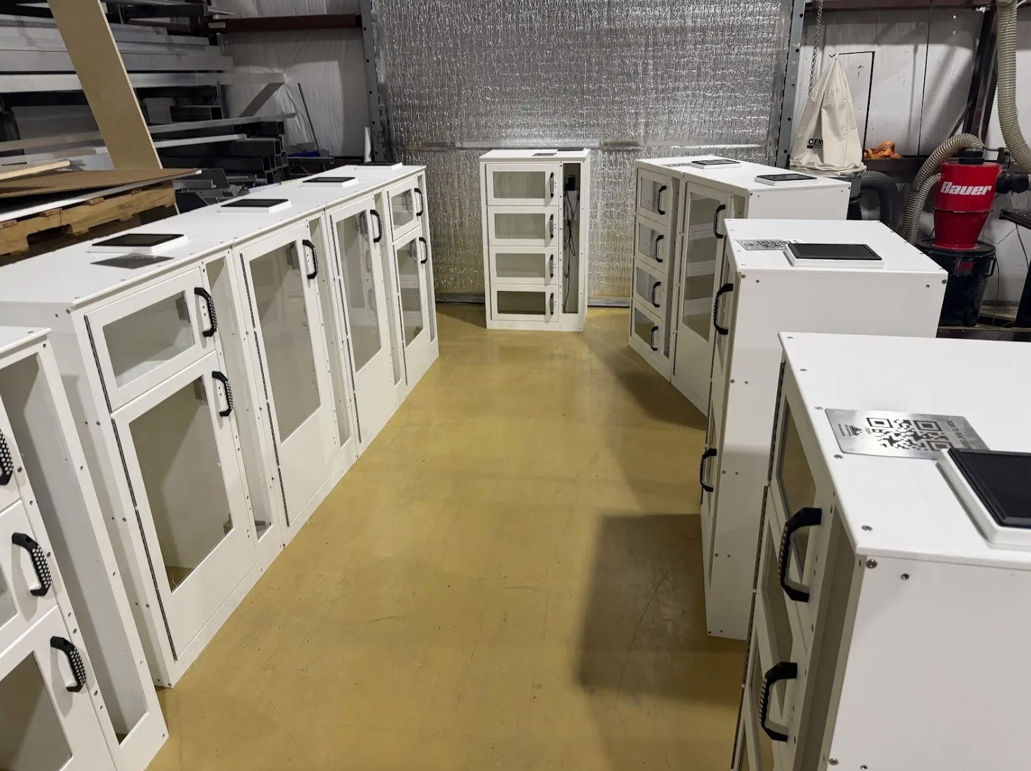 Lockers on manufacturing floor