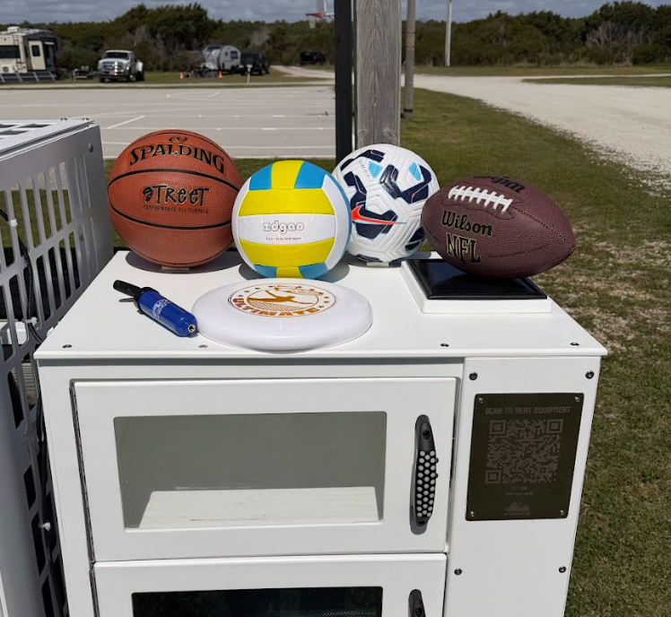 Sports equipment on V2 locker