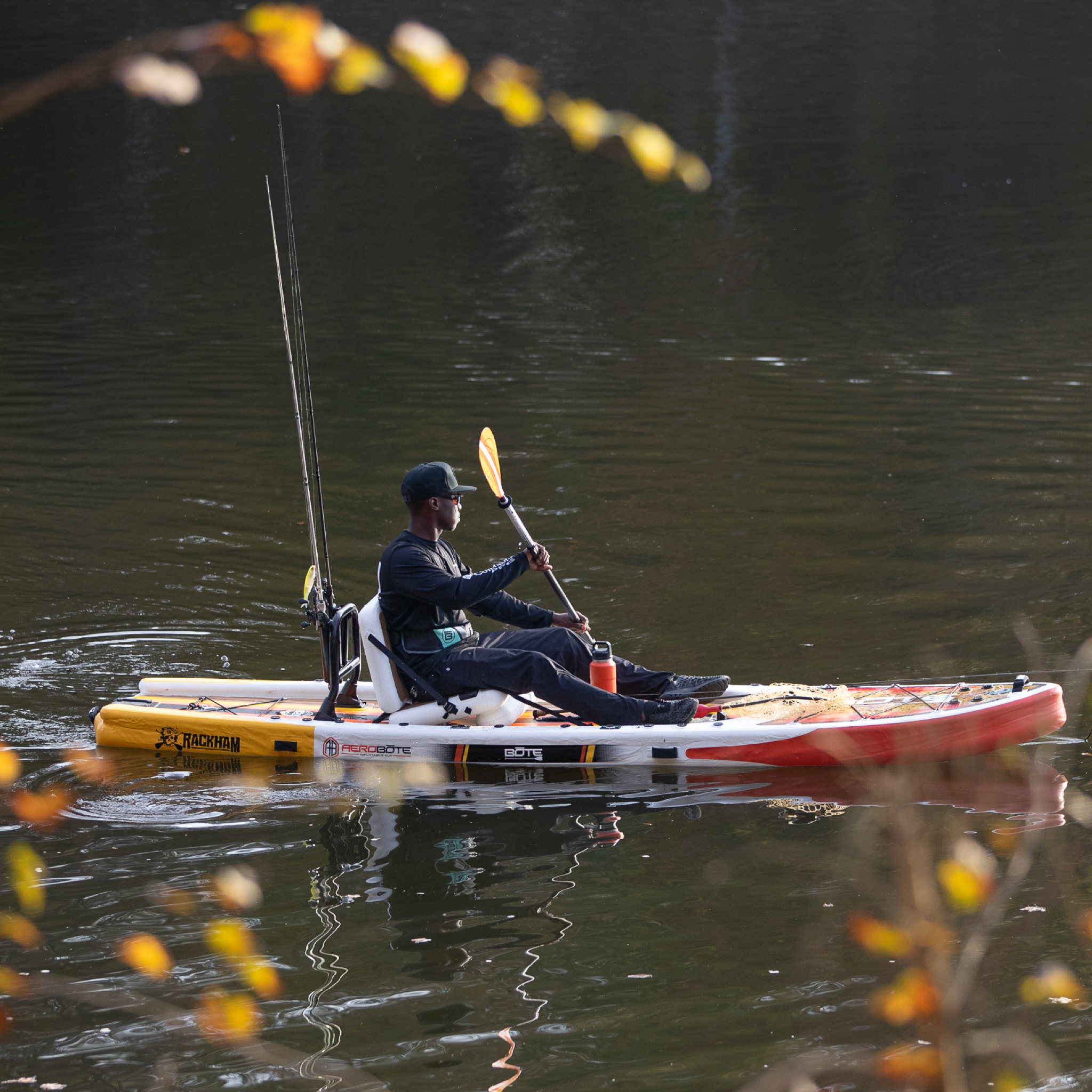 Fishing paddle board on water